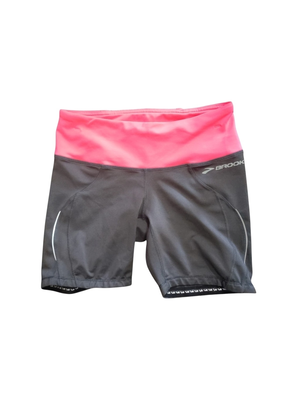 Brooks Women’s Chaser 5" Running Shorts Size Small Pink Gray Athletic Zip Pocket